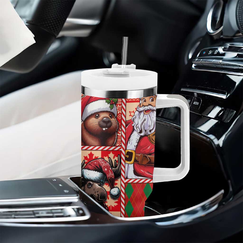 Canadian Christmas Tumbler With Handle Santa Hoho Holiday - A Beaver and Moose - Wonder Print Shop