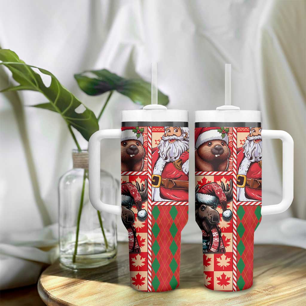 Canadian Christmas Tumbler With Handle Santa Hoho Holiday - A Beaver and Moose - Wonder Print Shop