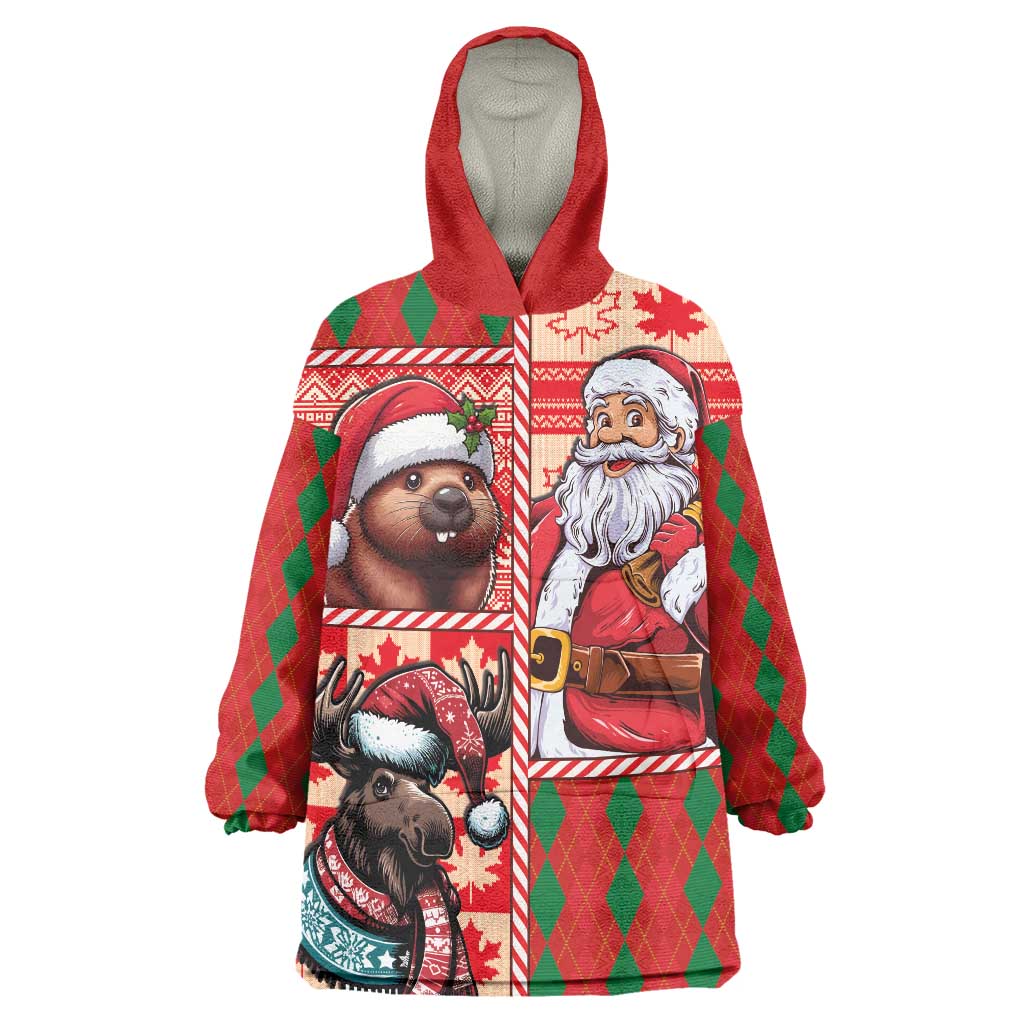 Canadian Christmas Wearable Blanket Hoodie Santa Hoho Holiday - A Beaver and Moose - Wonder Print Shop