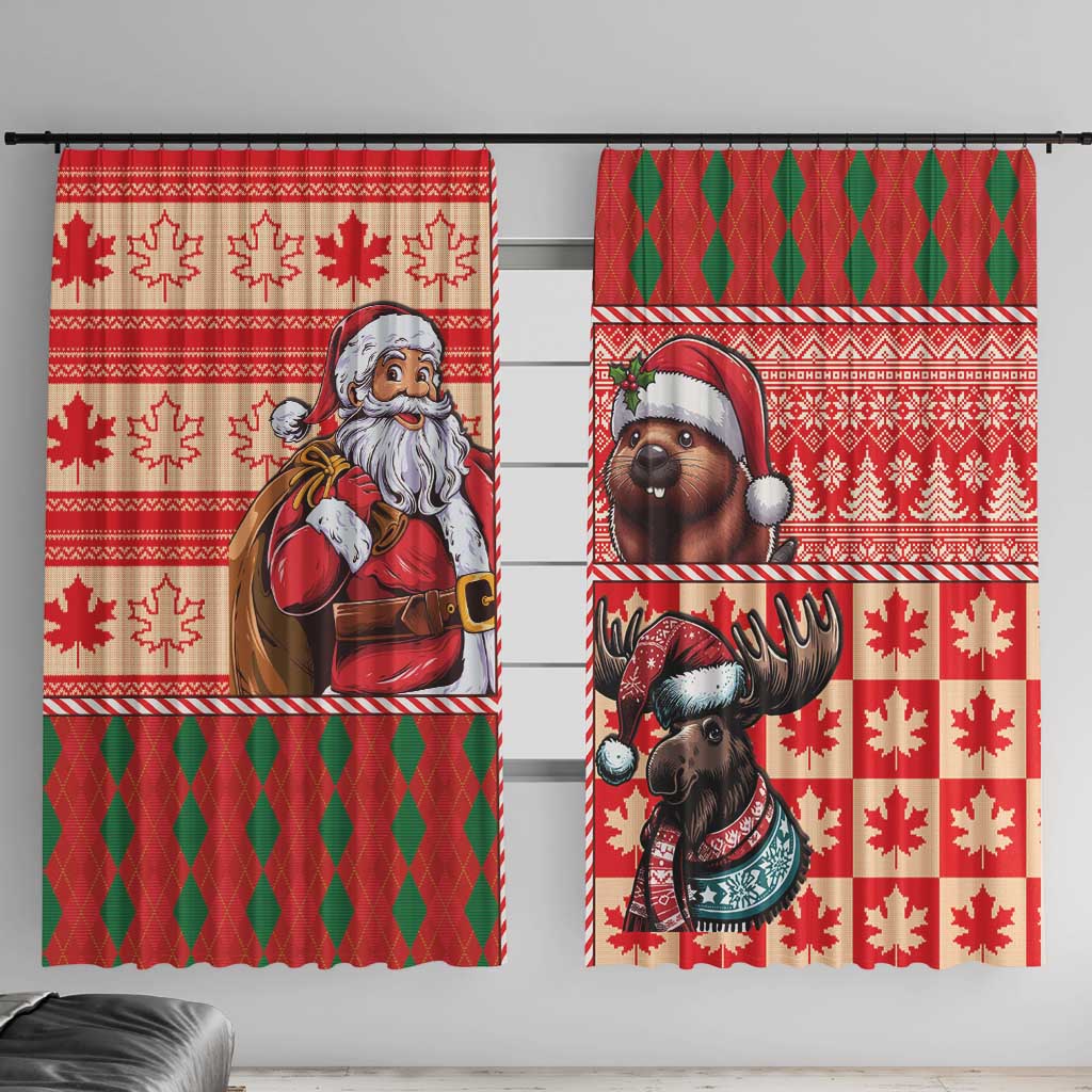 Canadian Christmas Window Curtain Santa Hoho Holiday - A Beaver and Moose - Wonder Print Shop