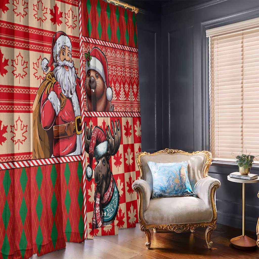 Canadian Christmas Window Curtain Santa Hoho Holiday - A Beaver and Moose - Wonder Print Shop