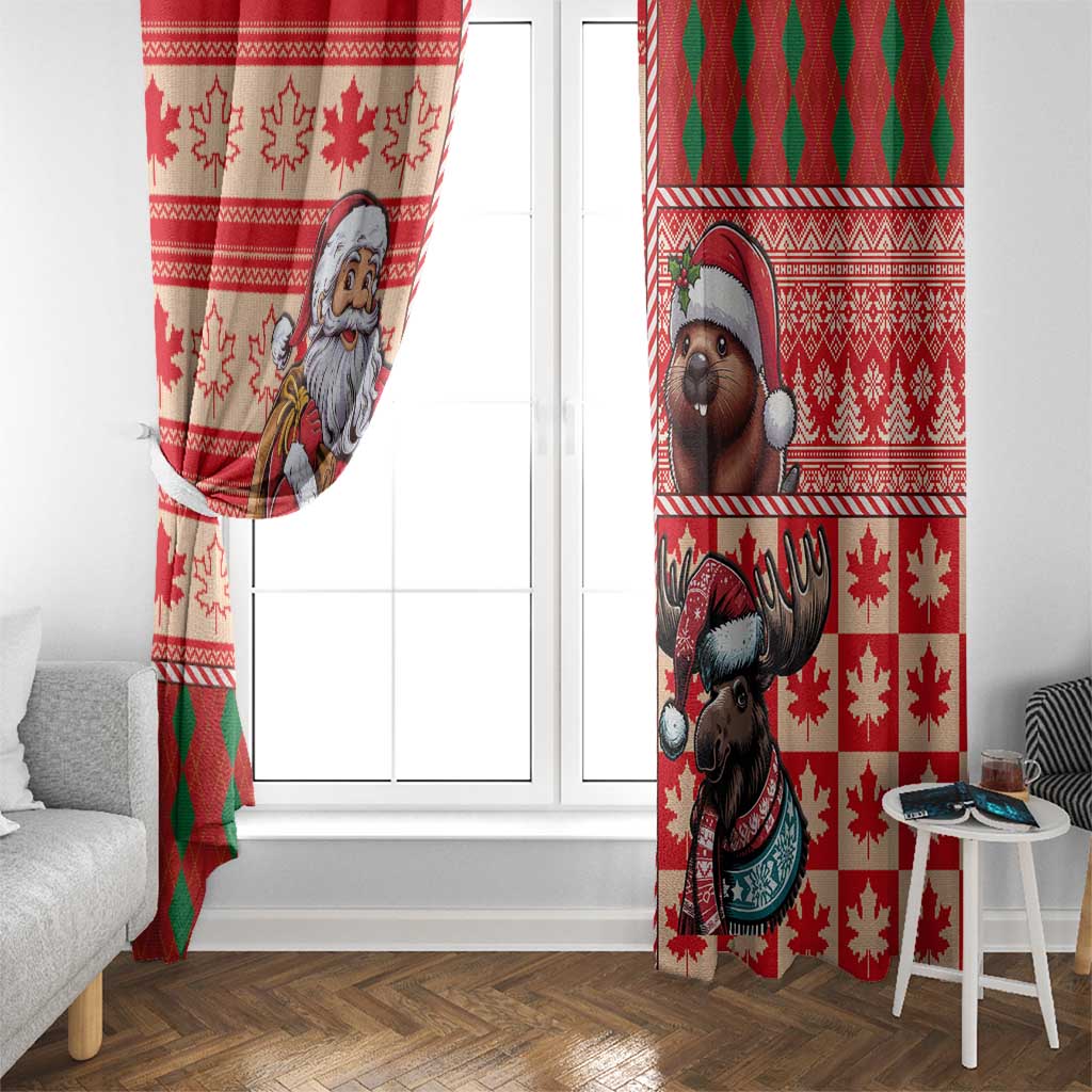 Canadian Christmas Window Curtain Santa Hoho Holiday - A Beaver and Moose - Wonder Print Shop