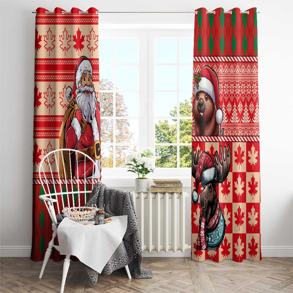 Canadian Christmas Window Curtain Santa Hoho Holiday - A Beaver and Moose - Wonder Print Shop