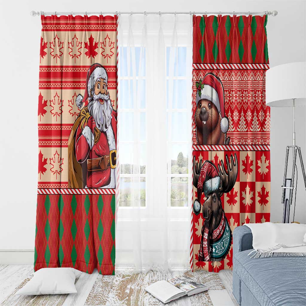 Canadian Christmas Window Curtain Santa Hoho Holiday - A Beaver and Moose - Wonder Print Shop