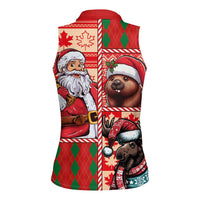 Canadian Christmas Women Sleeveless Polo Shirt Santa Hoho Holiday - A Beaver and Moose - Wonder Print Shop