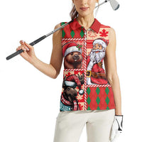 Canadian Christmas Women Sleeveless Polo Shirt Santa Hoho Holiday - A Beaver and Moose - Wonder Print Shop
