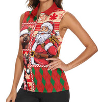 Canadian Christmas Women Sleeveless Polo Shirt Santa Hoho Holiday - A Beaver and Moose - Wonder Print Shop