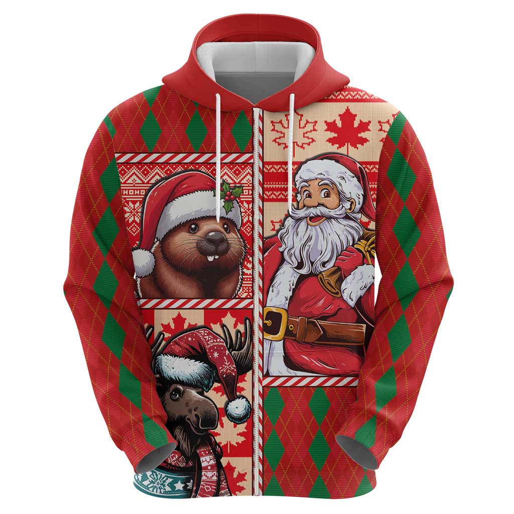 Canadian Christmas Zip Hoodie Santa Hoho Holiday - A Beaver and Moose - Wonder Print Shop