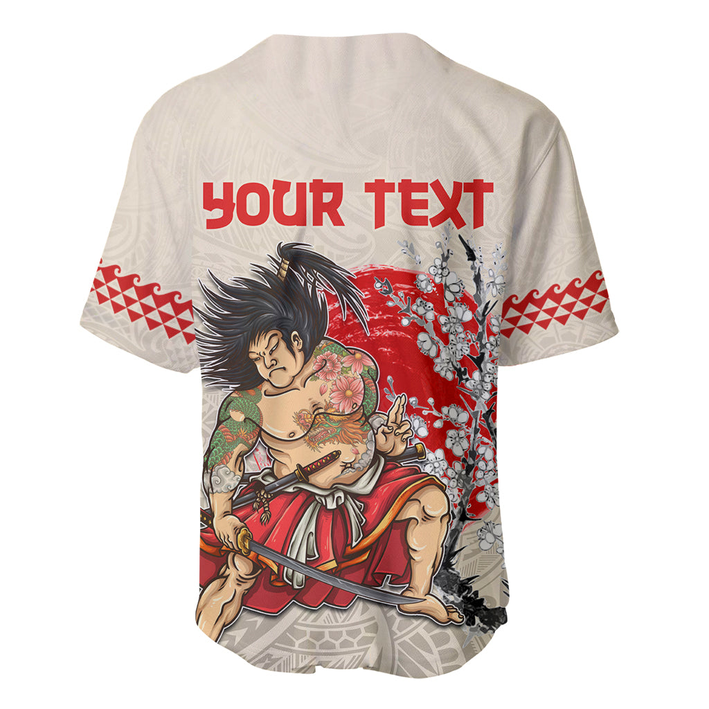 Personalised Japanese Culture Hawaii Style Baseball Jersey Japanese Samurai with Hawaiian Pattern - Wonder Print Shop