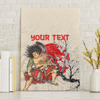 Personalised Japanese Culture Hawaii Style Canvas Wall Art Japanese Samurai with Hawaiian Pattern - Wonder Print Shop