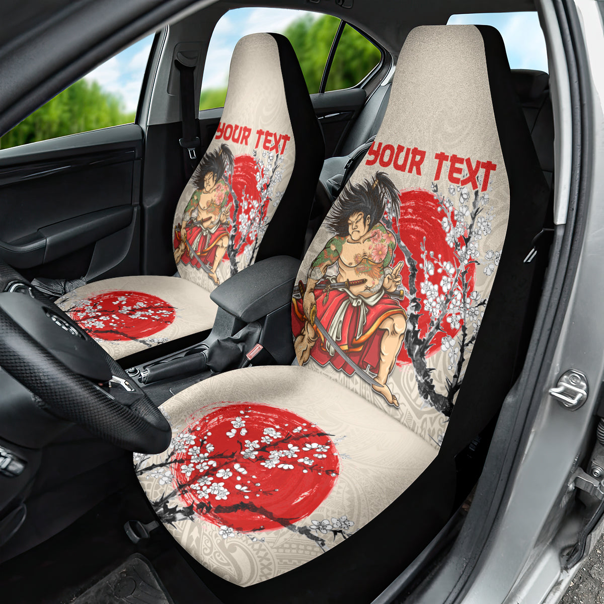 Personalised Japanese Culture Hawaii Style Car Seat Cover Japanese Samurai with Hawaiian Pattern - Wonder Print Shop
