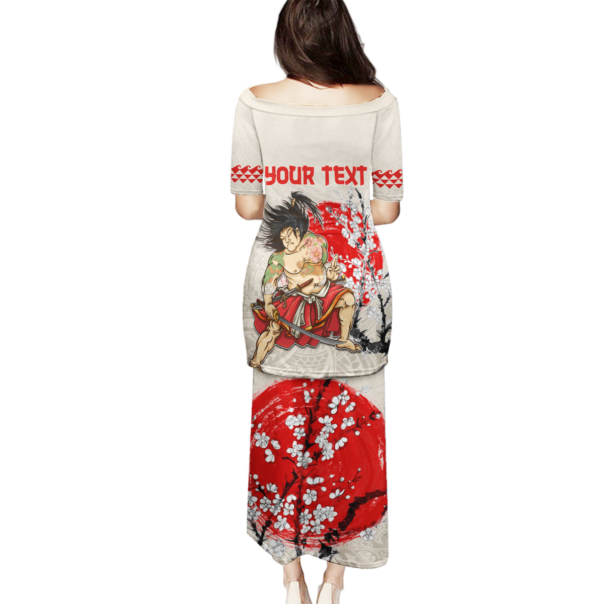 Personalised Japanese Culture Hawaii Style Family Matching Puletasi and Hawaiian Shirt Japanese Samurai with Hawaiian Pattern - Wonder Print Shop