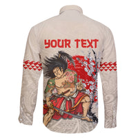 Personalised Japanese Culture Hawaii Style Family Matching Short Sleeve Bodycon Dress and Hawaiian Shirt Japanese Samurai with Hawaiian Pattern - Wonder Print Shop