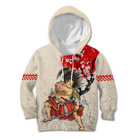 Personalised Japanese Culture Hawaii Style Kid Hoodie Japanese Samurai with Hawaiian Pattern - Wonder Print Shop