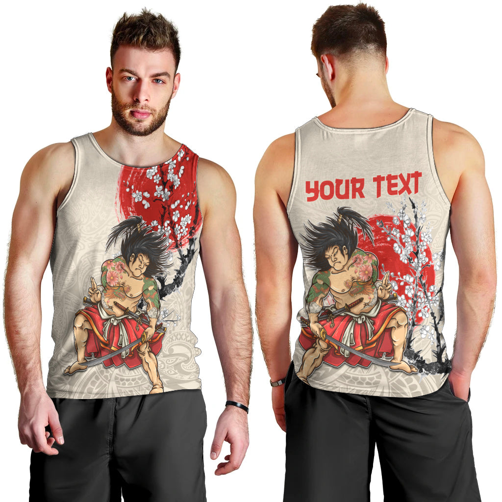 Personalised Japanese Culture Hawaii Style Men Tank Top Japanese Samurai with Hawaiian Pattern - Wonder Print Shop