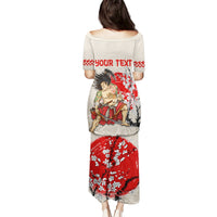 Personalised Japanese Culture Hawaii Style Puletasi Japanese Samurai with Hawaiian Pattern - Wonder Print Shop