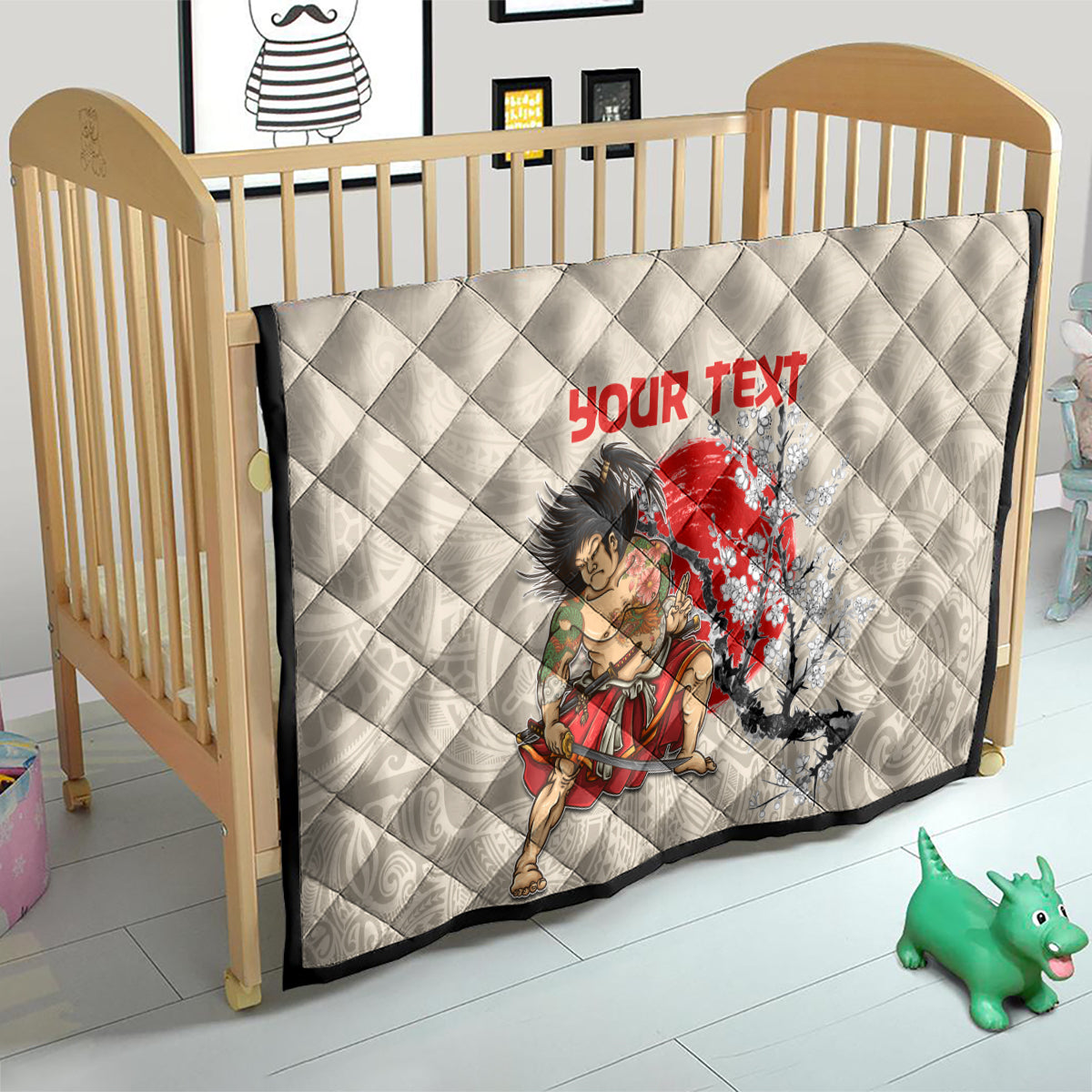 Personalised Japanese Culture Hawaii Style Quilt Japanese Samurai with Hawaiian Pattern - Wonder Print Shop