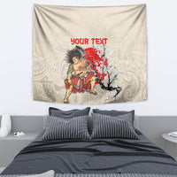 Personalised Japanese Culture Hawaii Style Tapestry Japanese Samurai with Hawaiian Pattern - Wonder Print Shop