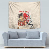 Personalised Japanese Culture Hawaii Style Tapestry Japanese Samurai with Hawaiian Pattern - Wonder Print Shop