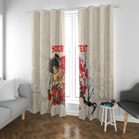 Personalised Japanese Culture Hawaii Style Window Curtain Japanese Samurai with Hawaiian Pattern - Wonder Print Shop