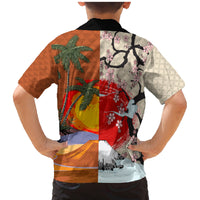 Japanese Culture Hawaii Style Family Matching Mermaid Dress and Hawaiian Shirt Mauna Kea and Fuji Mountains - Wonder Print Shop