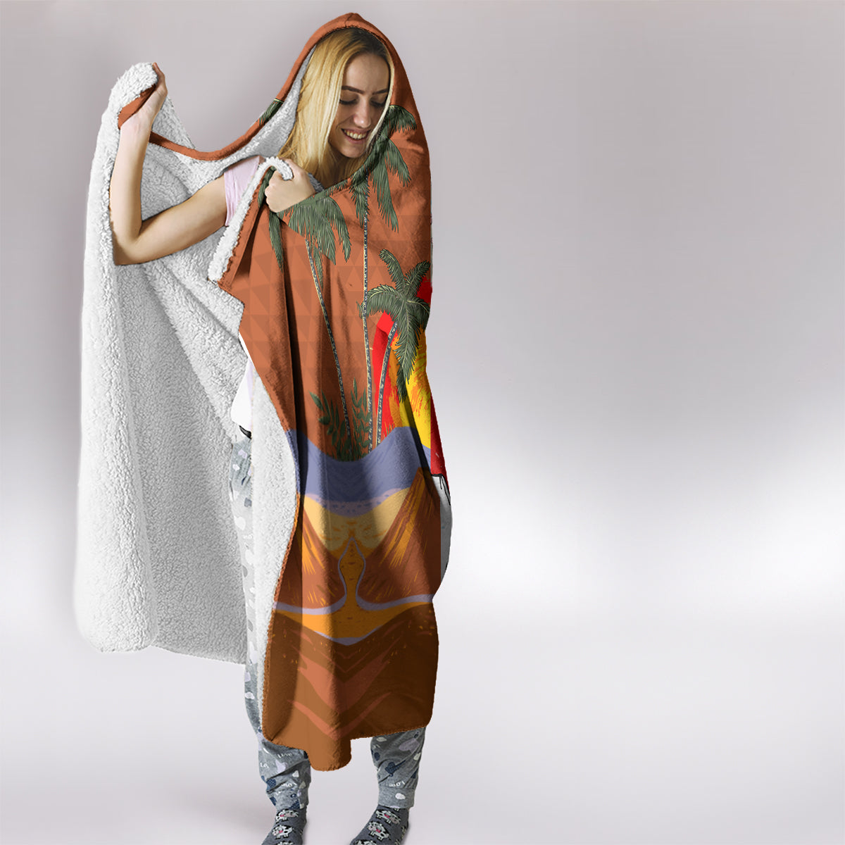 Pan-Pacific Festival Hooded Blanket Mauna Kea and Fuji Mountains