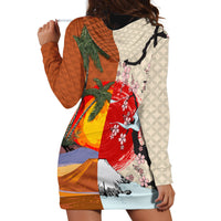 Japanese Culture Hawaii Style Hoodie Dress Mauna Kea and Fuji Mountains - Wonder Print Shop