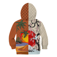 Japanese Culture Hawaii Style Kid Hoodie Mauna Kea and Fuji Mountains - Wonder Print Shop