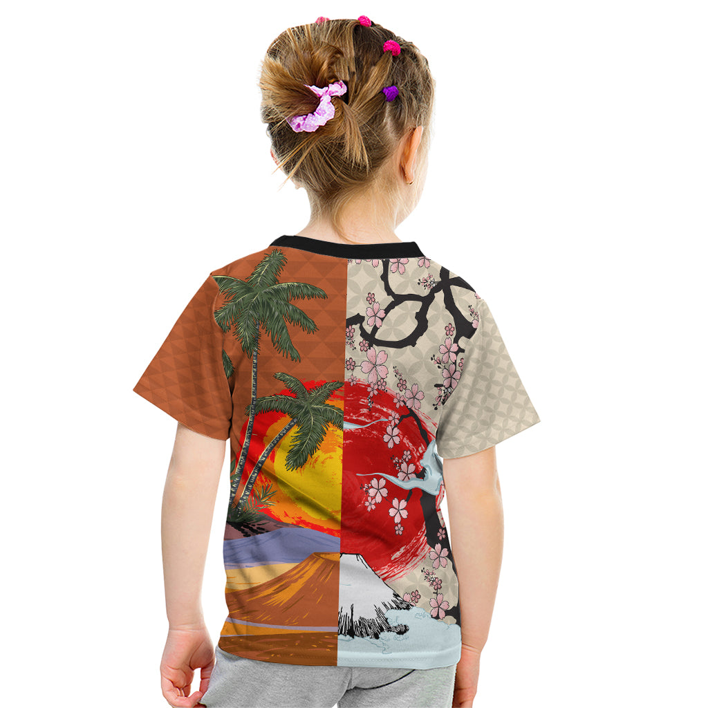 Japanese Culture Hawaii Style Kid T Shirt Mauna Kea and Fuji Mountains - Wonder Print Shop