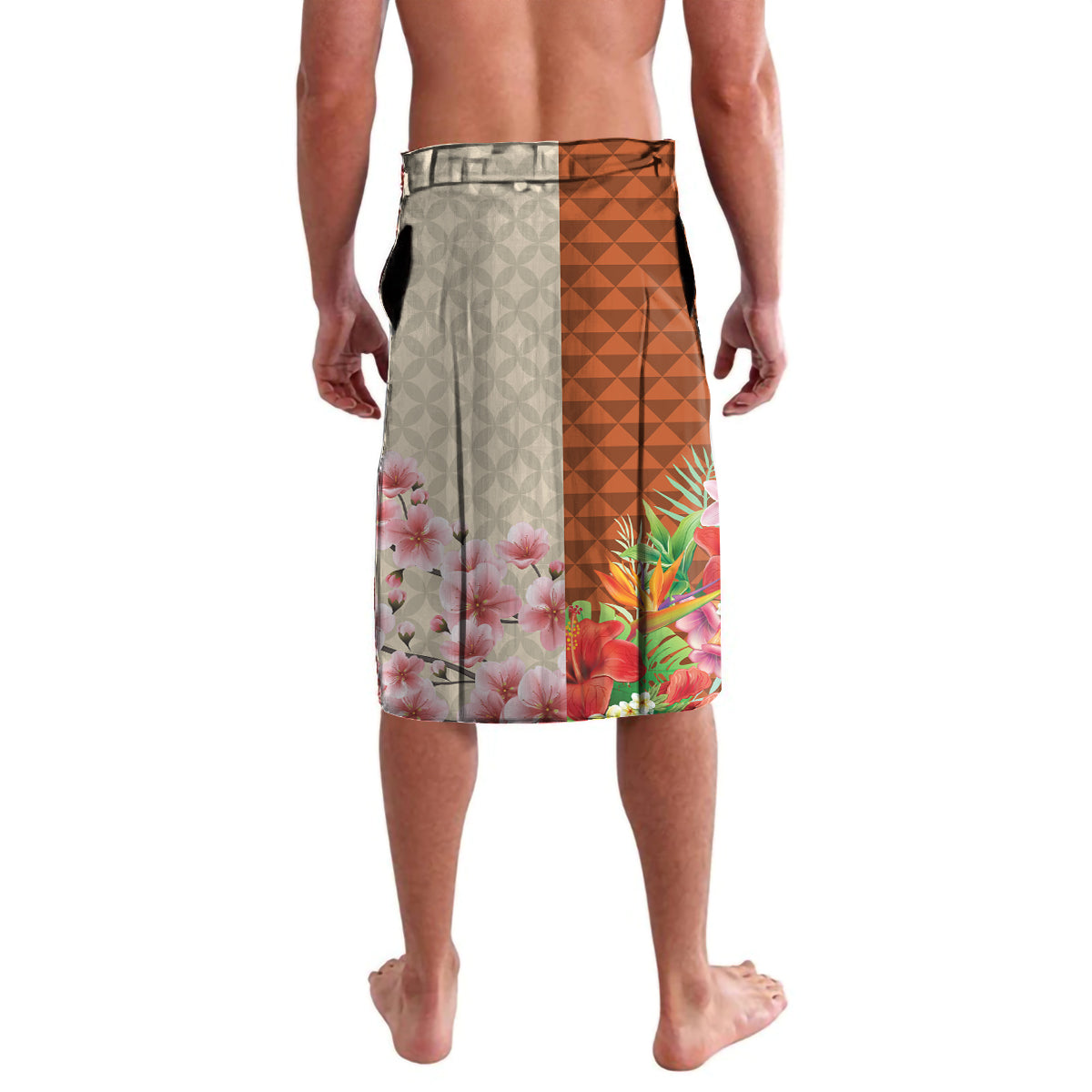 Japanese Culture Hawaii Style Lavalava Mauna Kea and Fuji Mountains - Wonder Print Shop