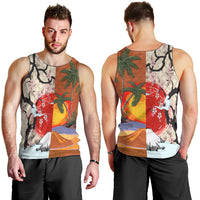 Japanese Culture Hawaii Style Men Tank Top Mauna Kea and Fuji Mountains - Wonder Print Shop