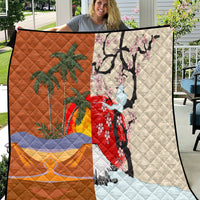 Japanese Culture Hawaii Style Quilt Mauna Kea and Fuji Mountains - Wonder Print Shop