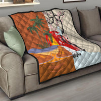 Japanese Culture Hawaii Style Quilt Mauna Kea and Fuji Mountains - Wonder Print Shop