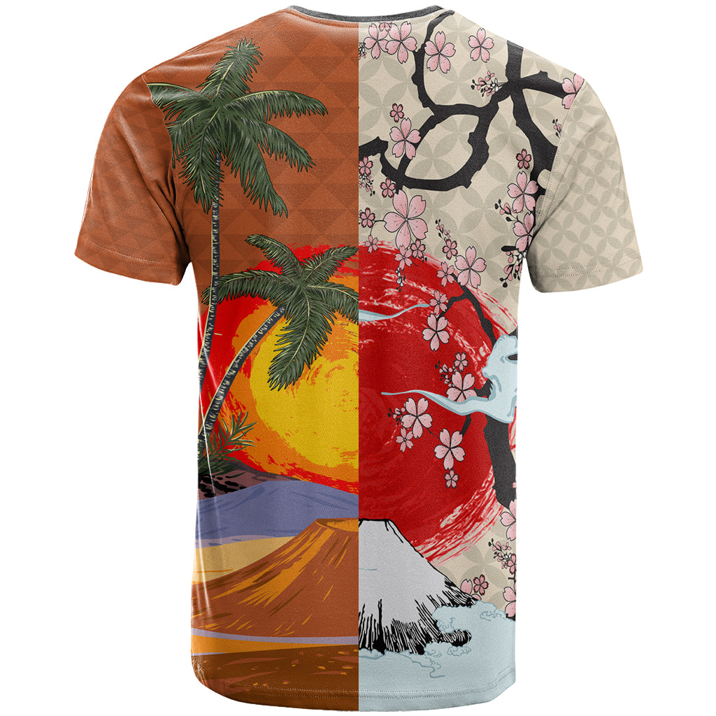 Japanese Culture Hawaii Style T Shirt Mauna Kea and Fuji Mountains - Wonder Print Shop