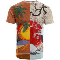 Japanese Culture Hawaii Style T Shirt Mauna Kea and Fuji Mountains - Wonder Print Shop