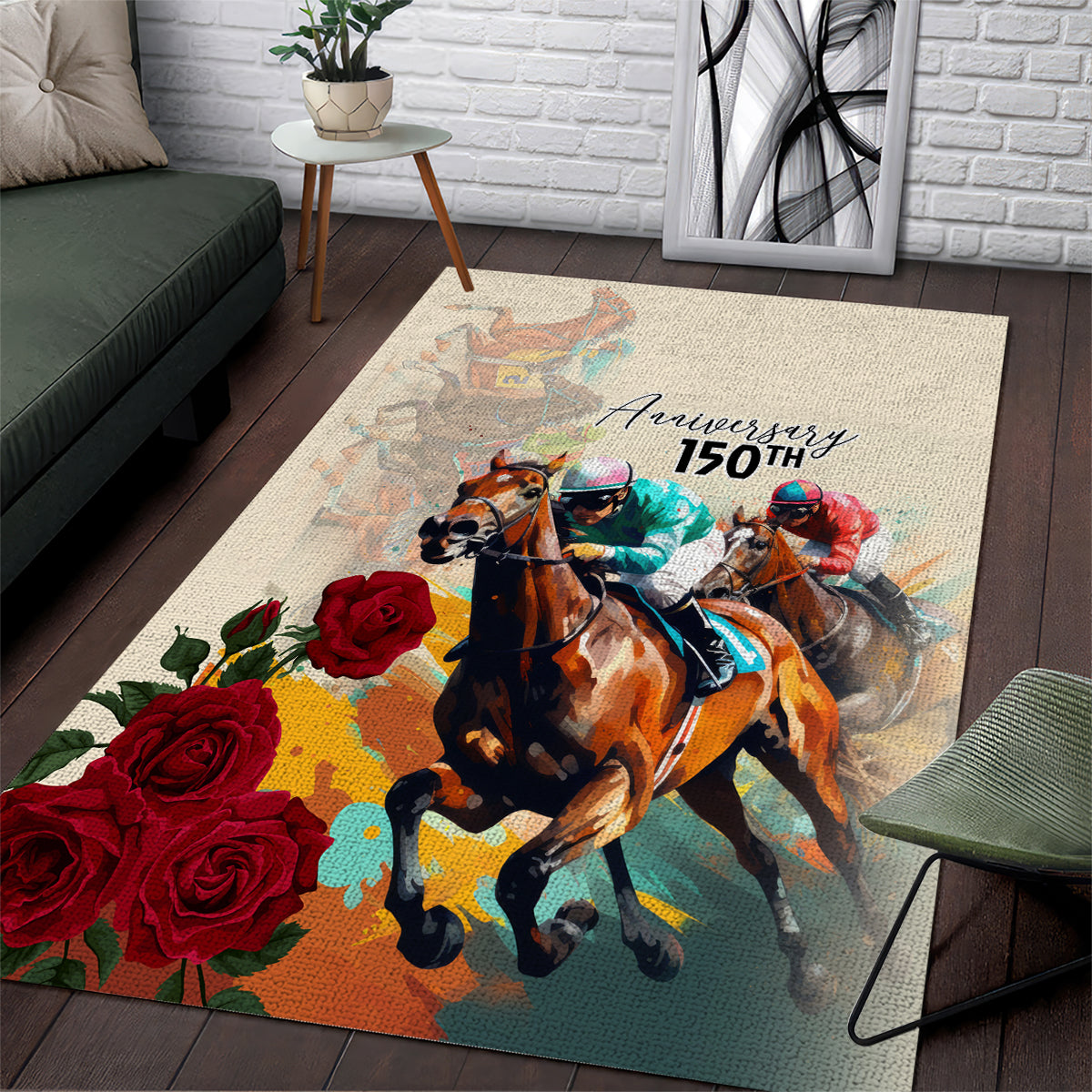 Kentucky Horse Racing 150th Anniversary Area Rug - Wonder Print Shop