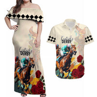 Kentucky Horse Racing 151st Anniversary Couples Matching Off Shoulder Maxi Dress and Hawaiian Shirt LT03