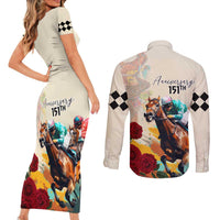 Kentucky Horse Racing 151st Anniversary Couples Matching Short Sleeve Bodycon Dress and Long Sleeve Button Shirt LT03