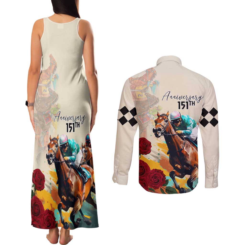 Kentucky Horse Racing 151st Anniversary Couples Matching Tank Maxi Dress and Long Sleeve Button Shirt LT03