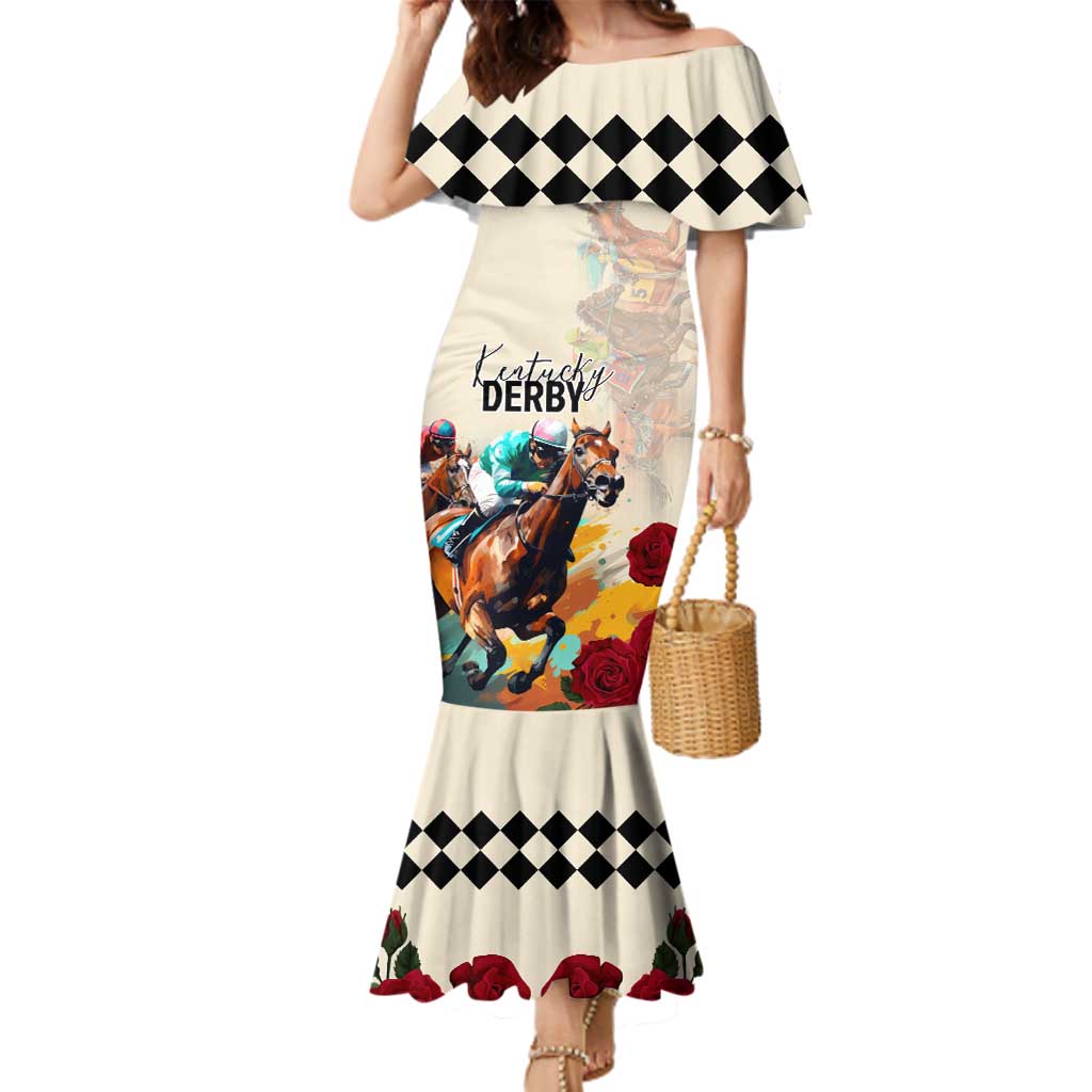 Kentucky Horse Racing 151st Anniversary Family Matching Mermaid Dress and Hawaiian Shirt LT03