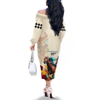 Kentucky Horse Racing 151st Anniversary Family Matching Off The Shoulder Long Sleeve Dress and Hawaiian Shirt LT03
