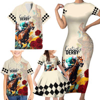 Kentucky Horse Racing 151st Anniversary Family Matching Short Sleeve Bodycon Dress and Hawaiian Shirt LT03
