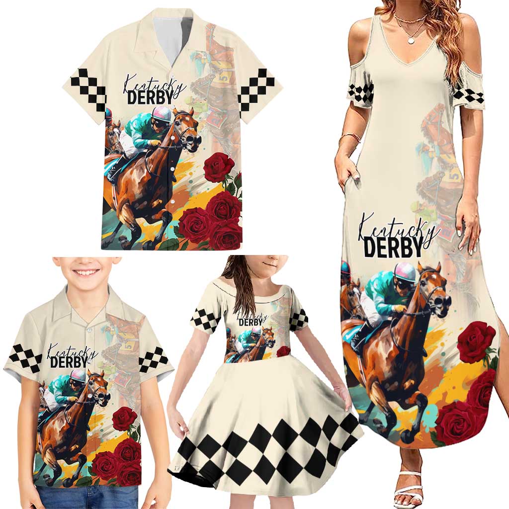 Kentucky Horse Racing 151st Anniversary Family Matching Summer Maxi Dress and Hawaiian Shirt LT03