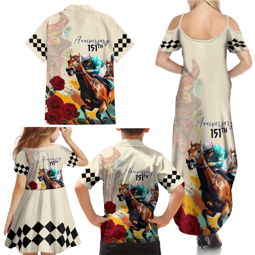 Kentucky Horse Racing 151st Anniversary Family Matching Summer Maxi Dress and Hawaiian Shirt LT03