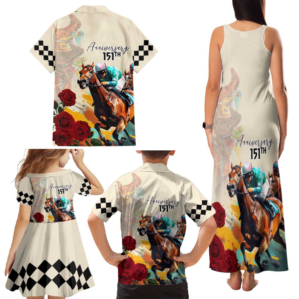 Kentucky Horse Racing 151st Anniversary Family Matching Tank Maxi Dress and Hawaiian Shirt LT03