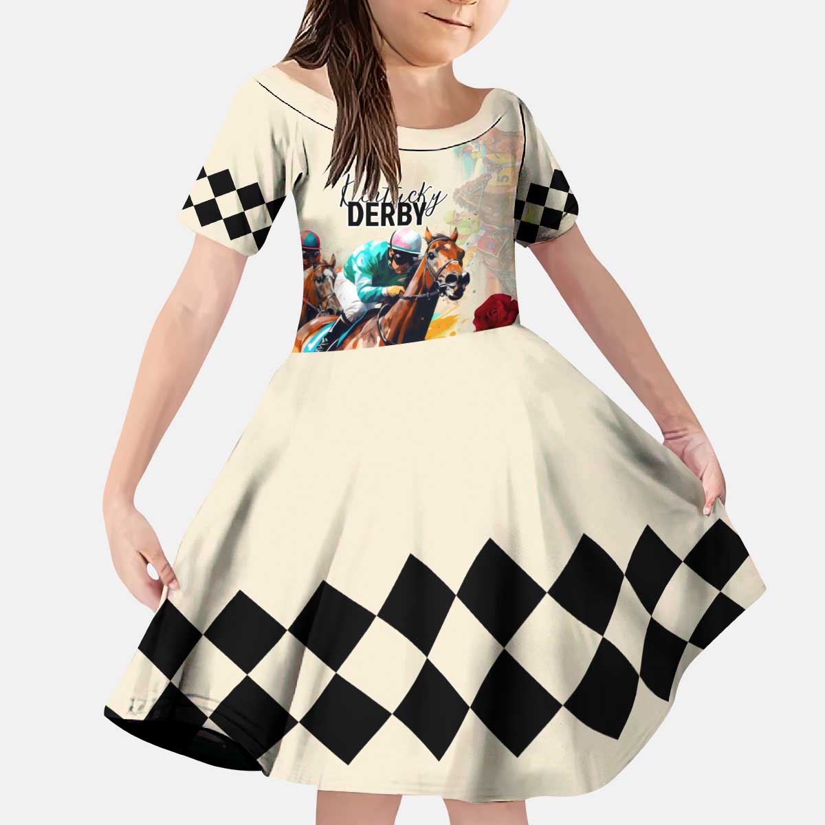 Kentucky Horse Racing 151st Anniversary Kid Short Sleeve Dress LT03