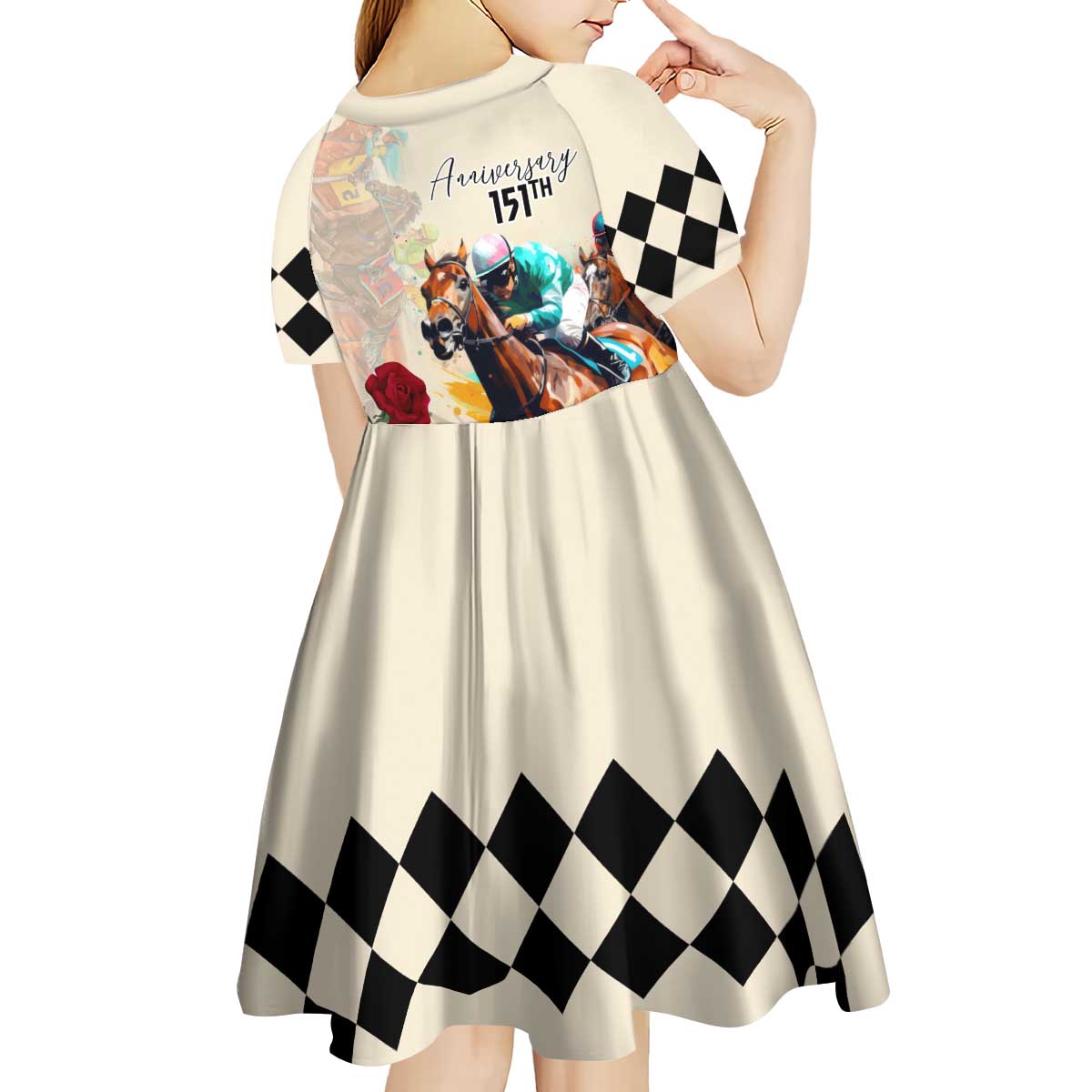 Kentucky Horse Racing 151st Anniversary Kid Short Sleeve Dress LT03