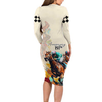 Kentucky Horse Racing 151st Anniversary Long Sleeve Bodycon Dress LT03