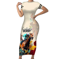 Kentucky Horse Racing 151st Anniversary Short Sleeve Bodycon Dress LT03