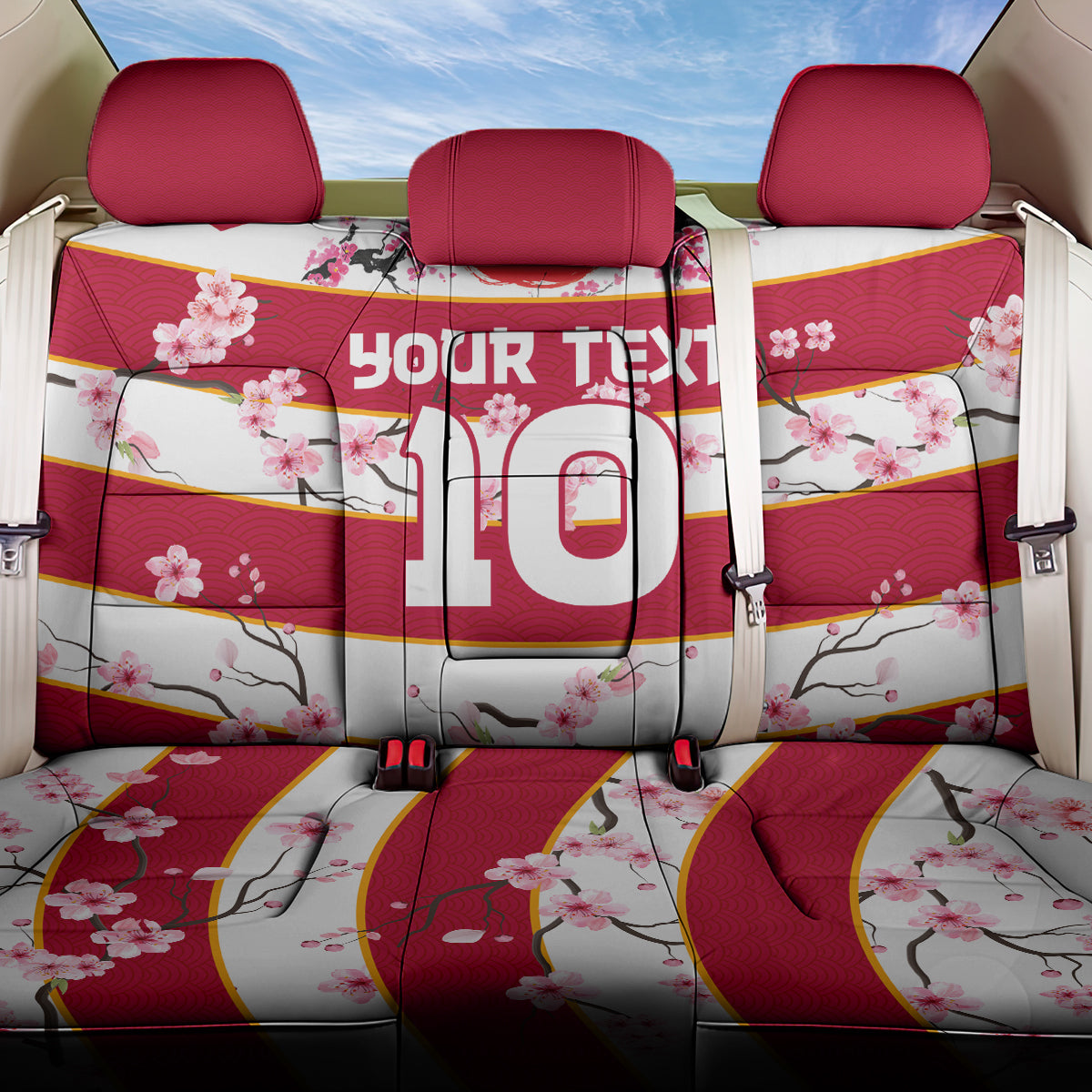 Custom Japan Rugby Back Car Seat Cover Sakura Blossom Go Champion 2024